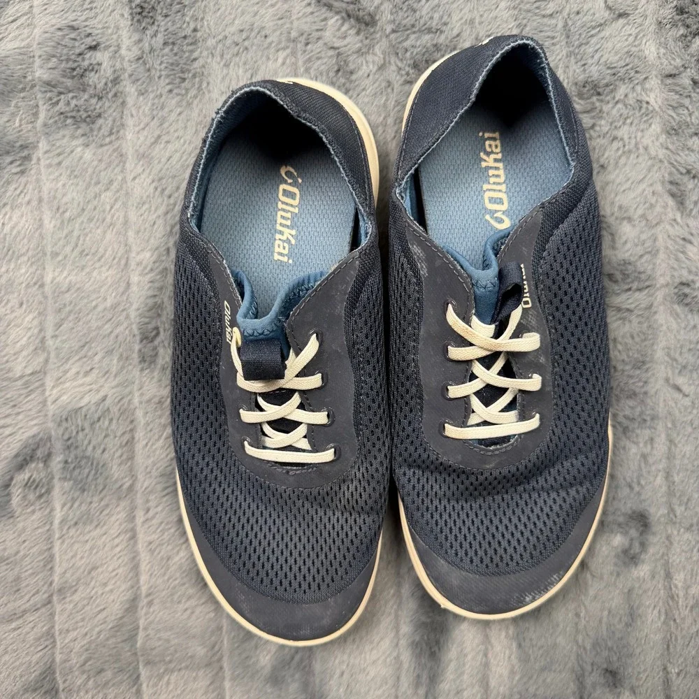 OluKai Moku Pae Mens 7 Deep Navy Mesh Boat Shoes Sneakers 10472-DE18